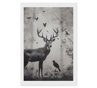 Hunting Silhouette of Deer Diamond Painting Kits for Adults Beginners 8x12 Full Drill Diamond Art with DIY Tools Round 5d Diamonds Dots Crafts Gem Art Paint by Diamonds for Home Wall Decor Relaxing
