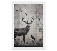 Hunting Silhouette of Deer Diamond Painting Kits for Adults Beginners 8x12 Full Drill Diamond Art with DIY Tools Square 5D Diamonds Dots Crafts Gem Art Paint by Diamonds for Home Wall Decor Relaxing