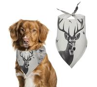 Hunting Silhouette of Deer Dog Bandanas for Feeding Grooming, Triangle Pet Bibs Washable Pets Scarf for Cats & Dogs