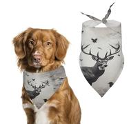 Hunting Silhouette of Deer Pet Scarf Adjustable Pet Accessories Triangular Scarf Washable Floral Print Puppy Bib Bandana Stylish Comfortable Cat Scarves for Holiday Scarfs