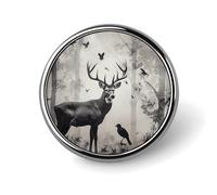 Hunting Silhouette of Deer Round Badge for Men Women, Durable & Stylish Lapel Pins, Lightweight Metal Badges for Shirts, Jackets, Hats