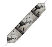 Hunting Silhouette of Deer Table Runner for Dining Table, Short Plush Runners Washable & Durable Tablerunner Modern Home Decor for Wedding, Kitchen, Holiday 178*33cm