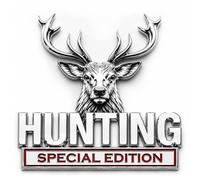 Hunting Special Edition 3D Chrome Metal Car Emblem, Heavy Duty Buck Deer Head Truck Badge Sticker, Waterproof Auto Exterior Decal Replacement for Trucks, Cars, SUVs, Doors，1pcs