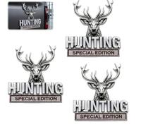 HUNTING Special Edition Emblem,3D Chrome Metal Deer Head Car Emblem，3pcs