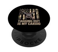 Hunting Tagging Out Is My Cardio Camo USA Flag Deer Hunter PopSockets Adhesive PopGrip