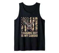 Hunting Tagging Out is My Cardio Camo USA Flag Deer Hunter Tank Top