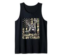 Hunting Tagging Out is My Cardio Camo USA Flag Deer Hunter Tank Top