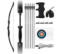 Hunting & Target Recurve Bow Set | 30lb 40lb Takedown Bow for Adults, Includes Arrows & Safety Guards(Black,30 lbs)