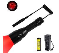 Hunting Torch Red Light, Zoomable Hunting Flashlight with Red LED 350 Yards Long Range Waterproof for Coyote Hog with Remote Pressure Switch and Battery Charger