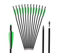 Huntingdoor 12Pcs Crossbow Bolts 20 Inches Carbon Arrows with 4" Plastic Vane Archery Hunting Arrows for Target Practice Crossbow 250lbs max