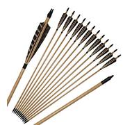 Huntingdoor 31inch Medieval Wooden Arrows with 5 inch Natural Feathers Vintage Premium Target Arrows for Recurve Bow or Longbow (Pack of 12)