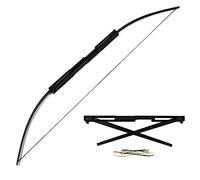 Huntingdoor 59 inch Archery Folding Longbow Alloy Tactical Survival Bow Black Traditional Horsebow 40-60lbs Right Hand for Target Practice Outdoor Shooting (60LBS)