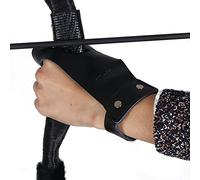 Huntingdoor Archery Cow Leather Protective Gloves Finger Hunting Hand Guard Protector Gloves for Target Recurve Longbow Left and Right Hand (Left Hand)