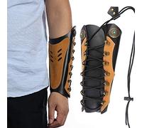 Huntingdoor Arm Guards Archery Leather Arm Protector Hunting Shooting Arrow Bow Gear Accessories Force Forearm Guard Laces Wristband Arm Guards Gauntlet Cuff Medieval Bracers (Brown)