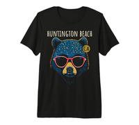 Huntington Beach California Bear Wearing Sunglasses Design Premium T-Shirt