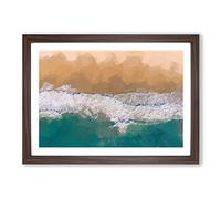 Huntington Beach California in Abstract Framed Print | A2 Walnut Framed Wall Art | Ready to Hang | Abstract Beach Picture | Living Room Bedroom Lounge Office
