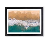 Huntington Beach California In Abstract Modern Art Framed Wall Art Print, Ready to Hang Picture for Living Room Bedroom Home Office Décor, Black A4 (34 x 25 cm)