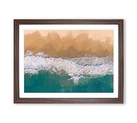 Huntington Beach California In Abstract Modern Art Framed Wall Art Print, Ready to Hang Picture for Living Room Bedroom Home Office Décor, Walnut A4 (34 x 25 cm)