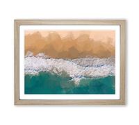 Huntington Beach California In Abstract Modern Art Framed Wall Art Print, Ready to Hang Picture for Living Room Bedroom Home Office Décor, Oak A2 (64 x 46 cm)