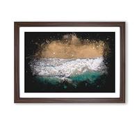 Huntington Beach California Paint Splash Framed Print | A2 Walnut Framed Wall Art | Ready to Hang | Modern Beach Picture | Living Room Bedroom Lounge Office