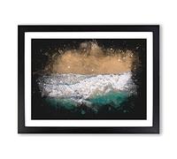 Huntington Beach California Paint Splash Modern Art Framed Wall Art Print, Ready to Hang Picture for Living Room Bedroom Home Office Décor, Black A3 (46 x 34 cm)