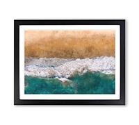 Huntington Beach California Painting Modern Art Framed Wall Art Print, Ready to Hang Picture for Living Room Bedroom Home Office Décor, Black A4 (34 x 25 cm)