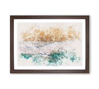 Huntington Beach California Watercolour Framed Print | A2 Walnut Framed Wall Art | Ready to Hang | Modern Beach Picture | Living Room Bedroom Lounge Office