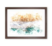 Huntington Beach California Watercolour Modern Framed Wall Art Print, Ready to Hang Picture for Living Room Bedroom Home Office Décor, Walnut A3 (46 x 34 cm)
