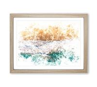 Huntington Beach California Watercolour Modern Framed Wall Art Print, Ready to Hang Picture for Living Room Bedroom Home Office Décor, Oak A4 (34 x 25 cm)