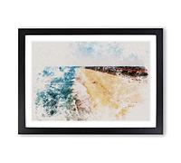 Huntington Beach in California Watercolour Framed Print | A2 Black Framed Wall Art | Ready to Hang | Modern Beach Picture | Living Room Bedroom Lounge Office