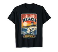 Huntington Beach Pier Surfing Retro California T-Shirt