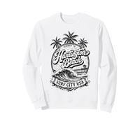 Huntington Beach Surf City USA Retro 70s Distressed Badge Sweatshirt