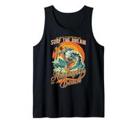 Huntington Beach Surf Shark Retro Wave California Sunset Tank Top