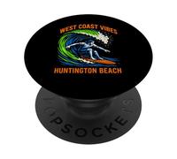 Huntington Beach West Coast Vibes Vintage Mens Surfs Up PopSockets Adhesive PopGrip