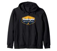 Huntington West Virginia Retro Badge Jewel City WV Local Zip Hoodie