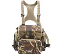 HUNTPAL Binocular Harness Chest Pack with Rangefinder Pocket, Convenient Magnetic Lid and Elastic Strap, Water-Resistant Bag Bino Case with Storage Pouch and Zipper Closure, Fit for Birdwatching