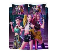 Huntrix Children Bedding 135x200cm KPop Demon Hunter Single Size Duvet Cover Sets Soft Printed Bedding Set Brushed Microfiber Duvet Covers with 2 Pillowcases