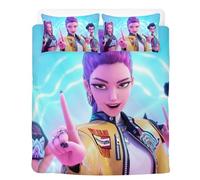 Huntrix Children's Bed Linen 135 x 200 cm KPop Demon Hunters Microfibre Duvet Cover Bedroom Decoration Bedding Sets Pillowcase Set of 3 Daughter Gifts (Rumi)