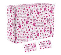 Hunts England - 1 Sheet Of 18th Birthday Fabulous Fun Wrapping Paper For Her - Includes 2 Gift Tags - Age 18 Female Folded Gift Wrap - Still Totally Fabulous Collection - Age Eighteen Gift Wrap