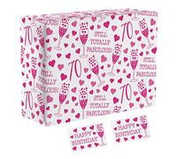 Hunts England - 1 Sheet Of 70th Birthday Female Fun Wrapping Paper - Includes 2 Gift Tags - Age 70 Folded Gift Wrap For Her - Still Totally Fabulous Collection - Colourful Age Seventy Gift Wrap