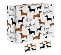 Hunts England - 1 Sheet Of Dachshund Happy Birthday Wrapping Paper For Him Or Her - Includes 2 Gift Tags - Happy Birthday - Animal Gift Wrap For Boys, Girls, Kids, Men, Women, etc.