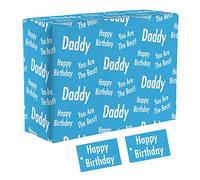 Hunts England - 1 Sheet Of Daddy Birthday Fun Wrapping Paper From Young Child - Includes 2 Gift Tags - Daddy Male Folded Gift Wrap - Urban Colour Collection - Gift Wrap From Son/Daughter