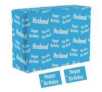 Hunts England - 1 Sheet Of Husband Birthday Fun Wrapping Paper - Includes 2 Gift Tags - Husband Male Folded Gift Wrap For Him - Urban Colour Collection - Gift Wrap For Husband