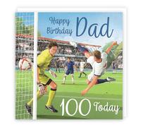 Hunts England - 100th Dad Football Birthday Card - Milo's Gallery - Age 100 Footy Fun Birthday Card For Dad - For 100 Year Old Footie Fan