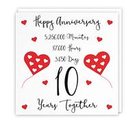 Hunts England - 10th Wedding Anniversary Card - 10 Years Together - Happy Anniversary - Timeless Collection