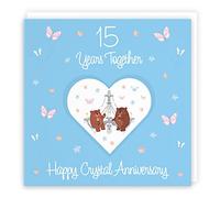 Hunts England - 15th Anniversary Card For Him Or Her - 15 Years - Crystal Anniversary - Romantic Meadows - Fun Card - Fifteenth Anniversary Card For Couples, Boyfriend, Girlfriend, Husband, Wife, etc.