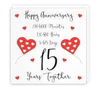 Hunts England - 15th Wedding Anniversary Card - 15 Years Together - Happy Anniversary - Timeless Collection - Fun Cute Card