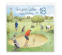 Hunts England - 18th Godson Golfing Birthday Card - Age 18 Card For Godson - 'Golf Bunker' - Milo's Gallery Collection - Age Eighteen Birthday - 18 Year Old