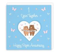 Hunts England - 1st Anniversary Card For Him Or Her - 1 Year - Paper Anniversary - Romantic Meadows - Fun Card - First Anniversary Card For Couples, Boyfriend, Girlfriend, Husband, Wife, etc.