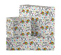 Hunts England - 2 Sheets Of 85th Birthday Fun Wrapping Paper - Includes 2 Gift Tags - Age 85 Folded Gift Wrap For Him/Her - Iconic Collection - Colourful Age Eighty Five Gift Wrap